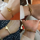 Heart Bracelet Bangle with Initial Charms for Women