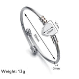 Heart Bracelet Bangle with Initial Charms for Women