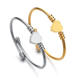Heart Bracelet Bangle with Initial Charms for Women