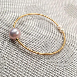 Natural Pearl Bracelet Alloy Winding Three Pearls Bangles