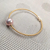 Natural Pearl Bracelet Alloy Winding Three Pearls Bangles