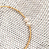Natural Pearl Bracelet Alloy Winding Three Pearls Bangles