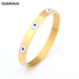 Stainless Steel Evil Eye Bangle Bracelet