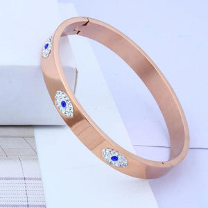Stainless Steel Evil Eye Bangle Bracelet