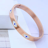 Stainless Steel Evil Eye Bangle Bracelet