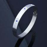 Stainless Steel Evil Eye Bangle Bracelet