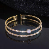 Golden Geometric Rhinestone Bracelet for Women