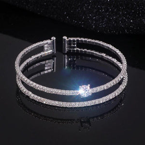 Golden Geometric Rhinestone Bracelet for Women