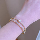 Golden Geometric Rhinestone Bracelet for Women