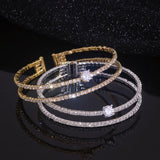 Golden Geometric Rhinestone Bracelet for Women