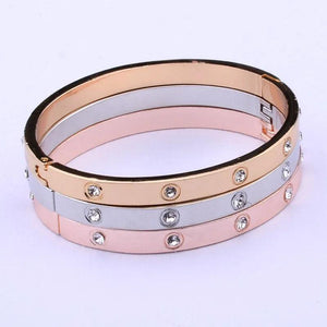Silver Rose Rhinestone Crystal Bangles & Bracelet Woman Cuff Party Jewelry