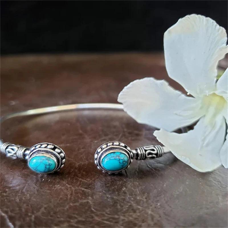 Natural Stone Inlaid Double Bracelet - Jewelry Gift