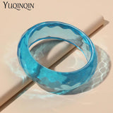 Colorful Wide Cuff Bangles for Women Resin Punk Bangle Bracelet