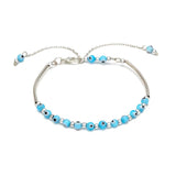 Lucky Eye Red Evil Eye Bead Bangle Bracelet Silver Chain