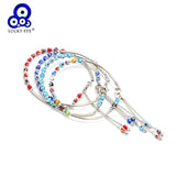Lucky Eye Red Evil Eye Bead Bangle Bracelet Silver Chain