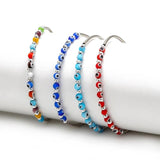 Lucky Eye Red Evil Eye Bead Bangle Bracelet Silver Chain