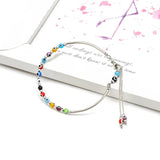 Lucky Eye Red Evil Eye Bead Bangle Bracelet Silver Chain