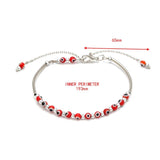 Lucky Eye Red Evil Eye Bead Bangle Bracelet Silver Chain
