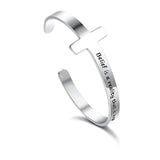 Religious Jesus Cross Bracelet for Women Stainless Steel Open Cuff