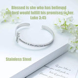 Religious Jesus Cross Bracelet for Women Stainless Steel Open Cuff