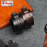 Embossed Wolf Eagle Totem Leather Bracelet Brown Men