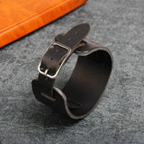 Embossed Wolf Eagle Totem Leather Bracelet Brown Men