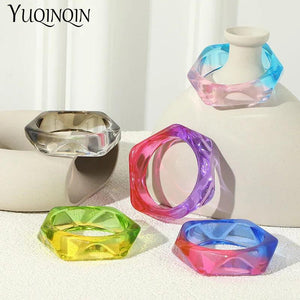 Multicolor Resin Acrylic Bangles Set for Women