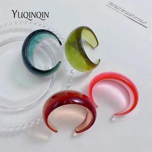 Vintage Geometric Wide Bangle Bracelet Acrylic Resin Open Bangles