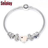 Pink Heart Charm Bracelets & Bangles Europe Style Bracelet For Women