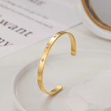 Stainless Steel CZ Star Opening Bangles 14k Plated Jewelry Women
