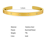Stainless Steel CZ Star Opening Bangles 14k Plated Jewelry Women