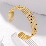 316L Stainless Steel Geometric Lines Bangle For Women Girl Cuff Bracelet
