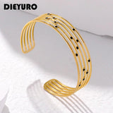 316L Stainless Steel Geometric Lines Bangle For Women Girl Cuff Bracelet