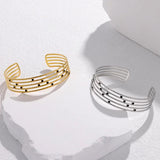 316L Stainless Steel Geometric Lines Bangle For Women Girl Cuff Bracelet