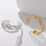 316L Stainless Steel Geometric Lines Bangle For Women Girl Cuff Bracelet