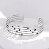 316L Stainless Steel Geometric Lines Bangle For Women Girl Cuff Bracelet