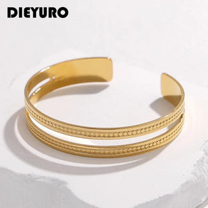 316L Stainless Steel C-Shape Cuff Bracelet For Women Girl Adjustable Bangles