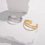 316L Stainless Steel C-Shape Cuff Bracelet For Women Girl Adjustable Bangles