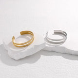 316L Stainless Steel C-Shape Cuff Bracelet For Women Girl Adjustable Bangles