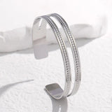 316L Stainless Steel C-Shape Cuff Bracelet For Women Girl Adjustable Bangles