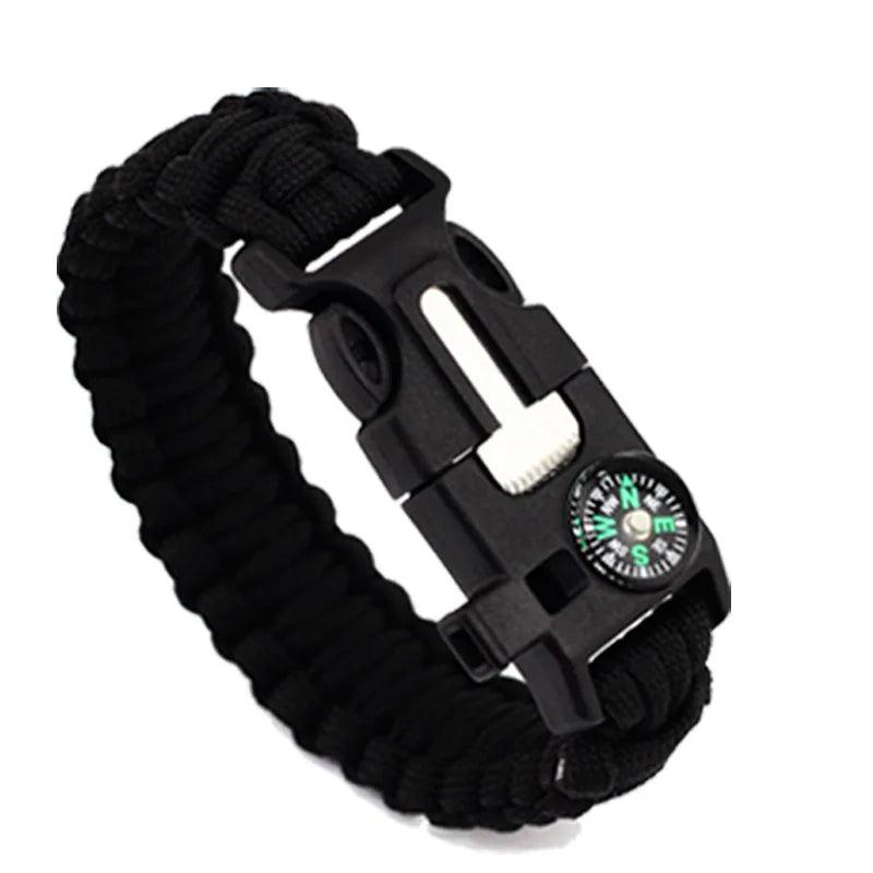 Camping Survival Rope Chain Bracelet Braided Colorful Travel Compass