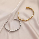 316L Stainless Steel Leaf Open Bangle Silver Cuff Bracelet