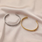 316L Stainless Steel Leaf Open Bangle Silver Cuff Bracelet