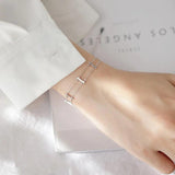 Foxanry Double Layer Zircon Bracelets for Women