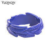 Engraved Yellow Leaf Resin Cuff Bracelet