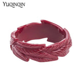 Engraved Yellow Leaf Resin Cuff Bracelet