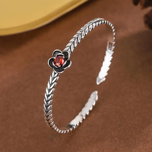 Foxanry Vintage Bracelet Red Zircons Flower Geometric Party Jewelry