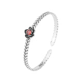 Foxanry Vintage Bracelet Red Zircons Flower Geometric Party Jewelry