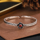 Foxanry Vintage Bracelet Red Zircons Flower Geometric Party Jewelry