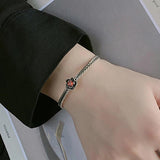 Foxanry Vintage Bracelet Red Zircons Flower Geometric Party Jewelry